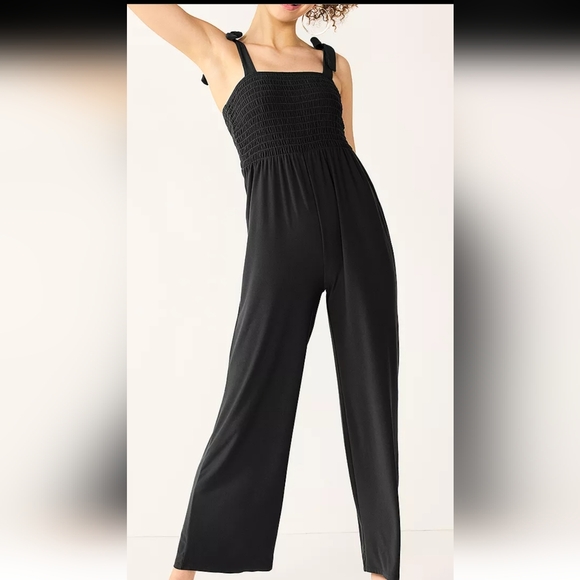 SO Pants - XXL SO Black Smocked Wide Leg Jumpsuit